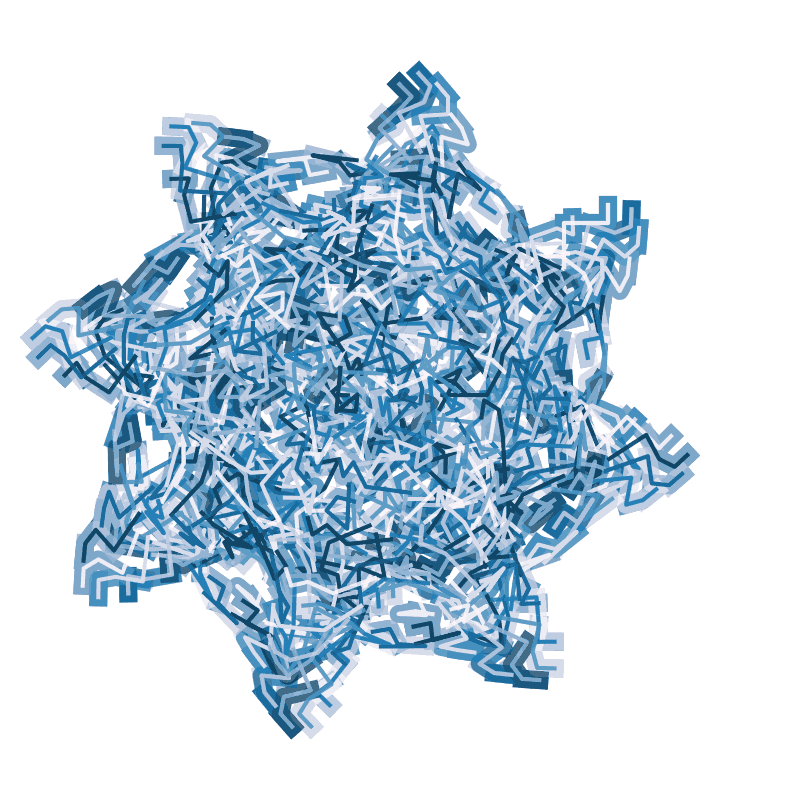 plot of multiple lines from output of f(t) with random color map